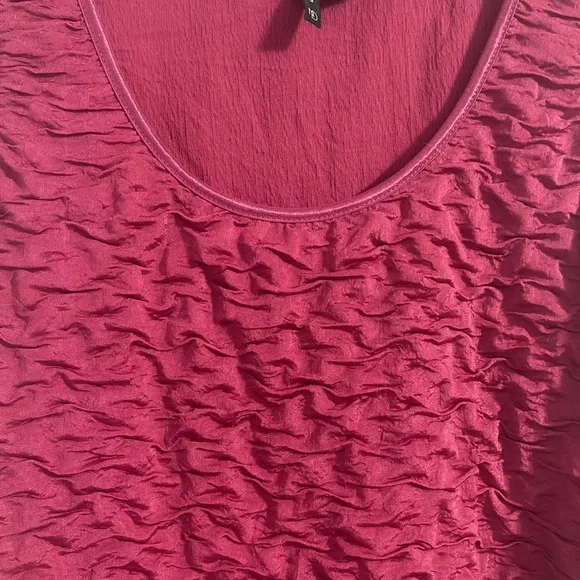 New Directions Fuchsia Dressy Textured Tank Top Satin Trim Size Large - Picture 2 of 5